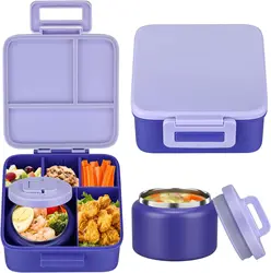 1 set Bento Lunch Box for Kids With 8oz insulated vacuum food jar, Food Containers for School,Microware&Dishwasher Safe