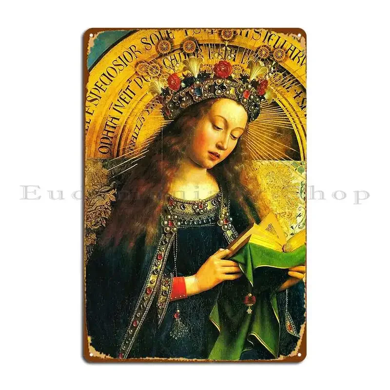 The Ghent Altarpiece The Adoration Of The Mystic Lamb 2 Virgin Mary Metal Signs Party Cinema Designer Classic Tin Sign Poster