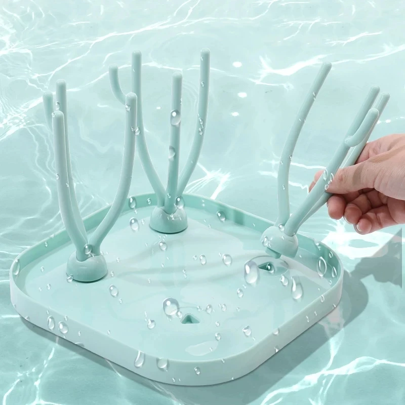 ที่วางขวดนมเด็ก ที่วางแก้วน้ำ ที่วางขวดนมแบบถอดได้ รูปทรงต้นไม้ ที่วางทำความสะอาดจุกนมและอุปกรณ์เสริม ชั้นวางสำหรับเก็บและตากแห้ง