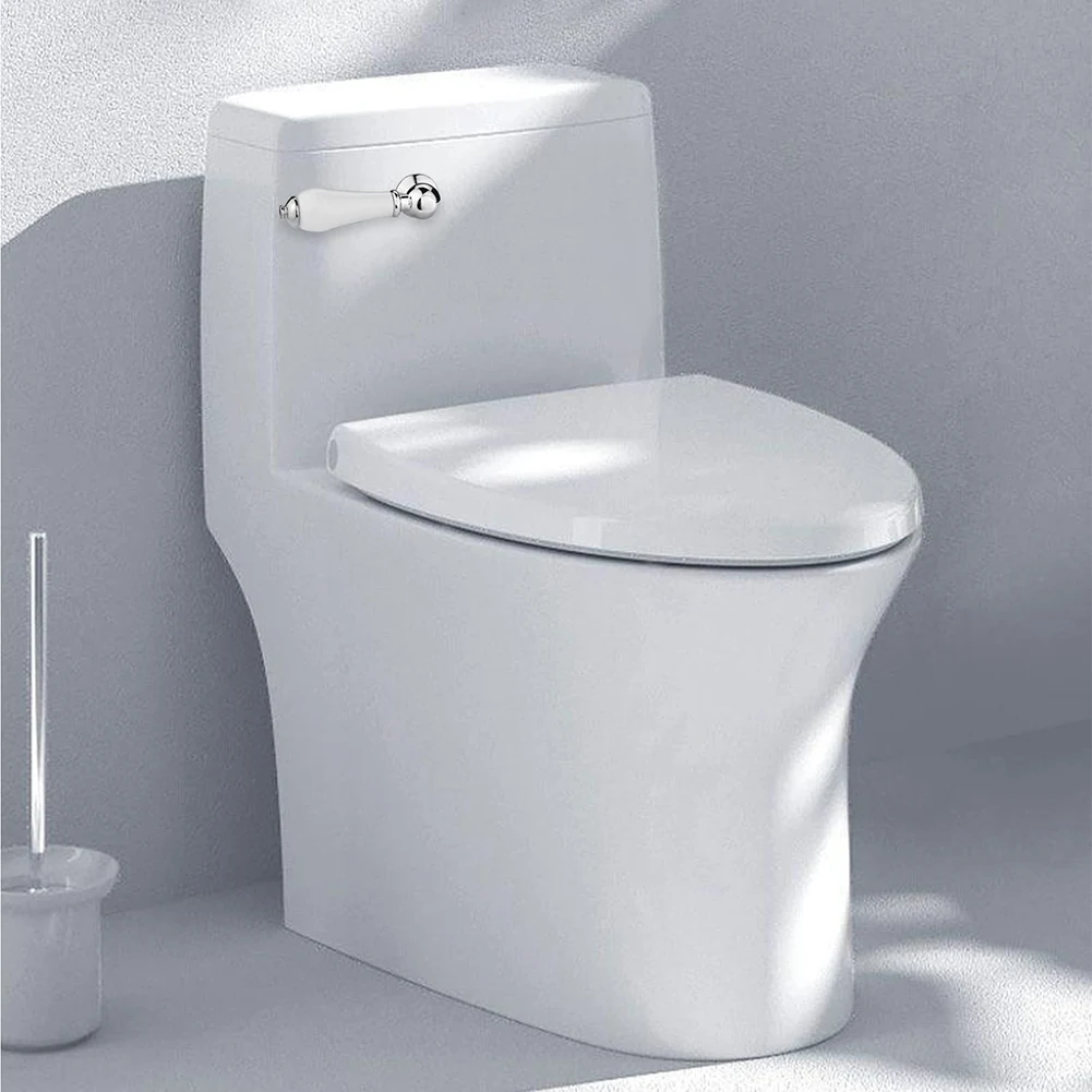 

Toilet Repair Home Bathroom Silver Chrome Plated Handle Flush Tank Handle Easy To Install Exquisite Appearance