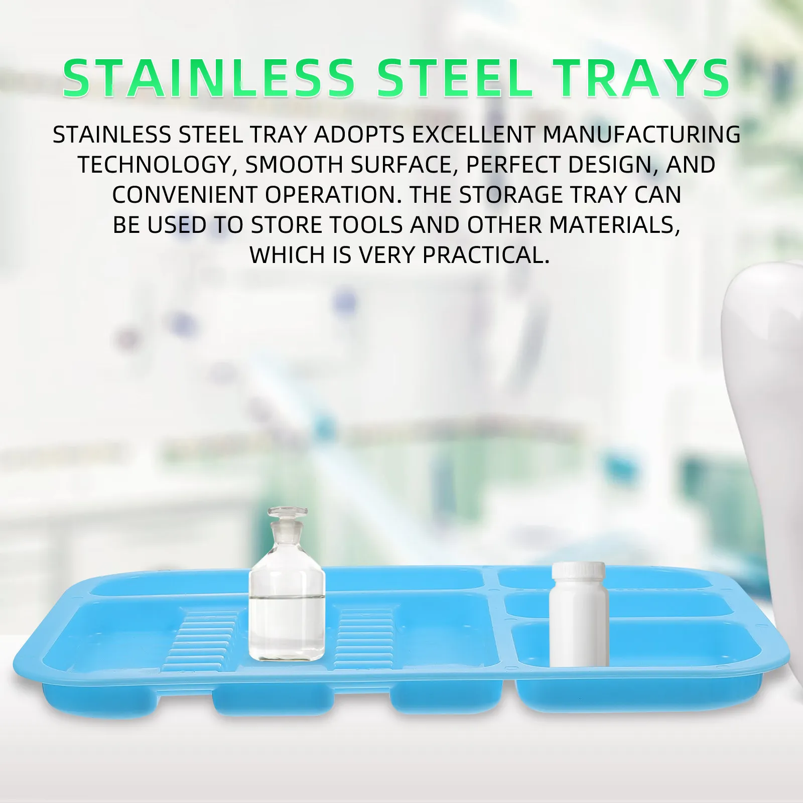 

Plastic Instrument Trays Dental Storage Tray Clinic Organizer Separate Dentistry Tool Plate Oral Care Container Sturdy Abrasion