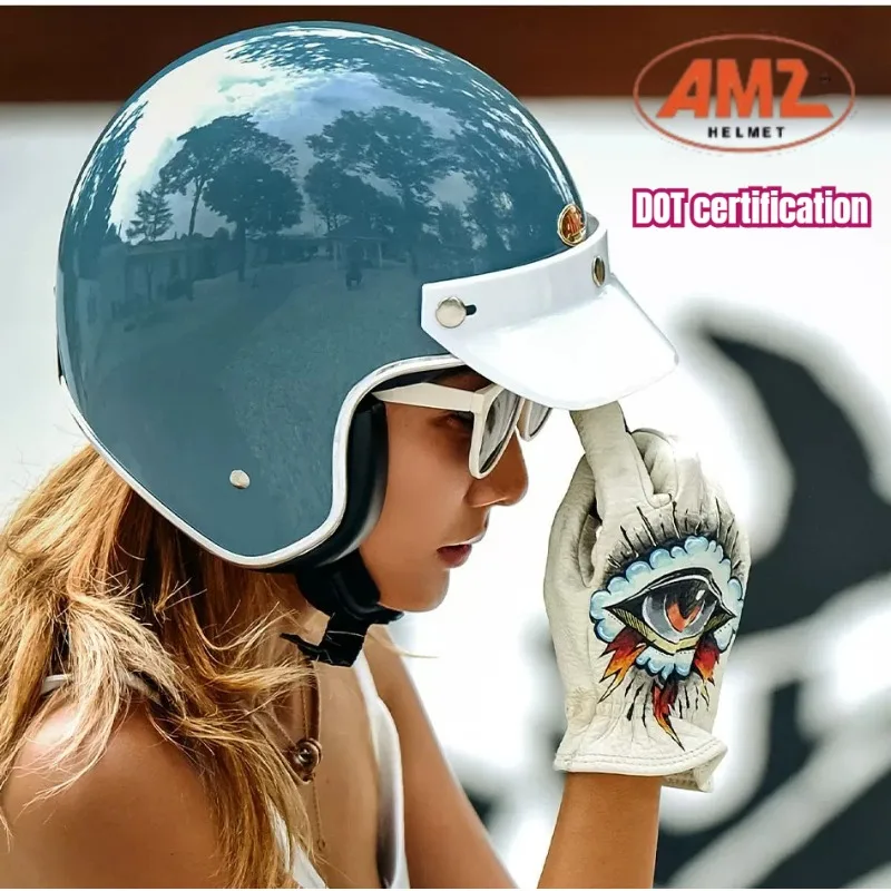 ホットdot合格済み男女兼用オープンフェイスオートバイヘルメットデュアルバイザー夏用メンズ3-4ジェットモトヘルメット女性用電動スクーターヘルメット