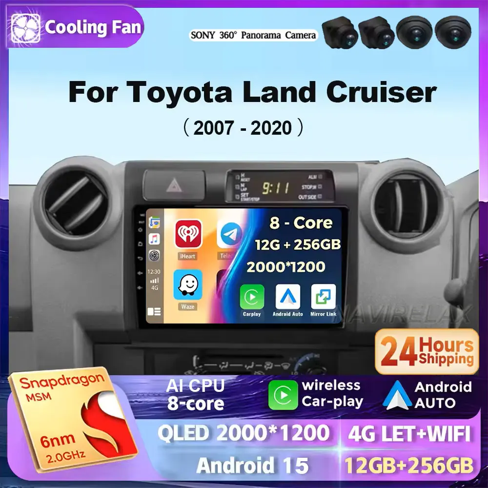 

Android 15 Carplay Car Radio For Toyota Pickup Land Cruiser LC 70 79 Series 2007-2020 Multimedia Player Stereo 2din Head Unit