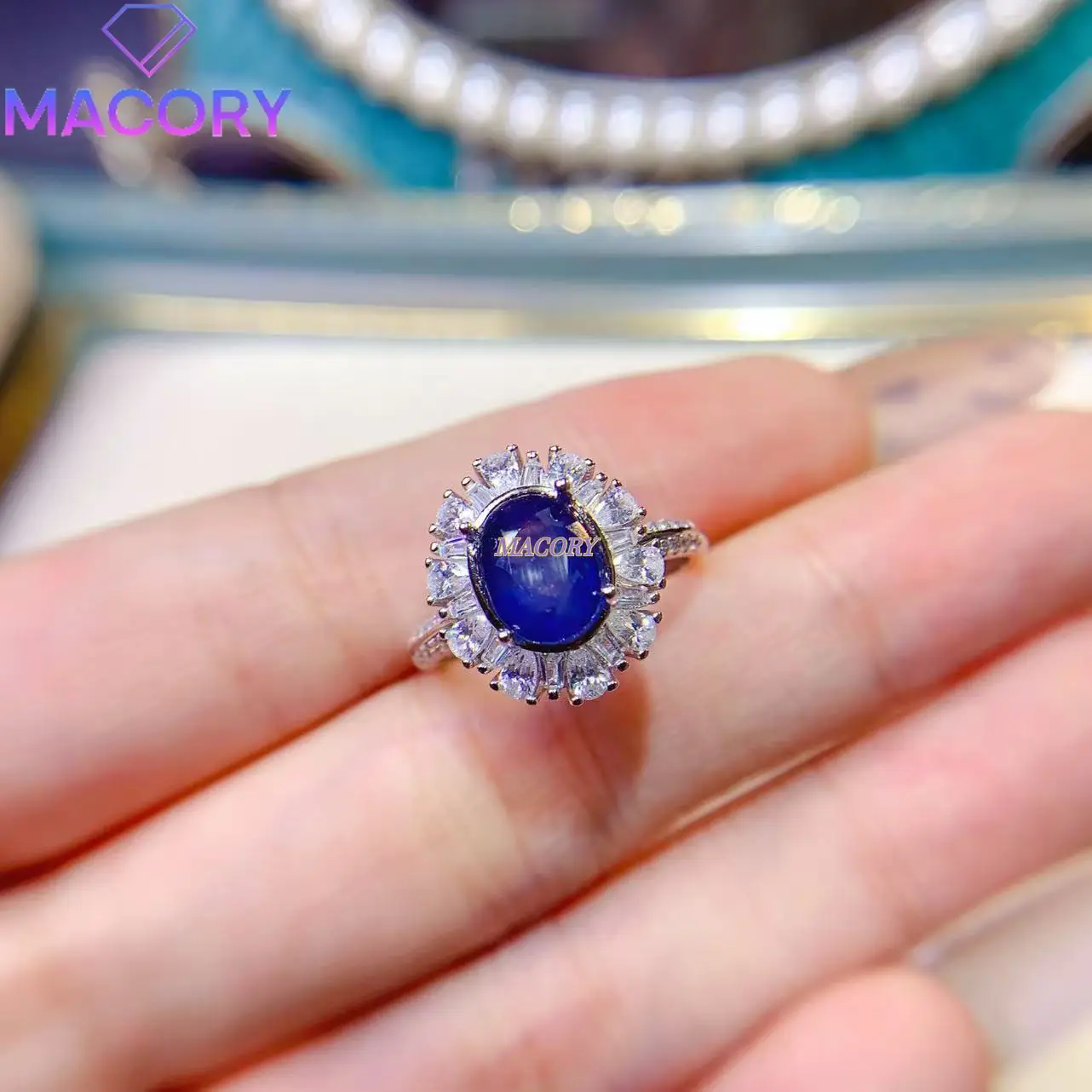 

Новое женское кольцо с сапфиром, серебро 925 пробы, модный подарок на День святого Валентина и Рождество 7 ✖️ 9 мм