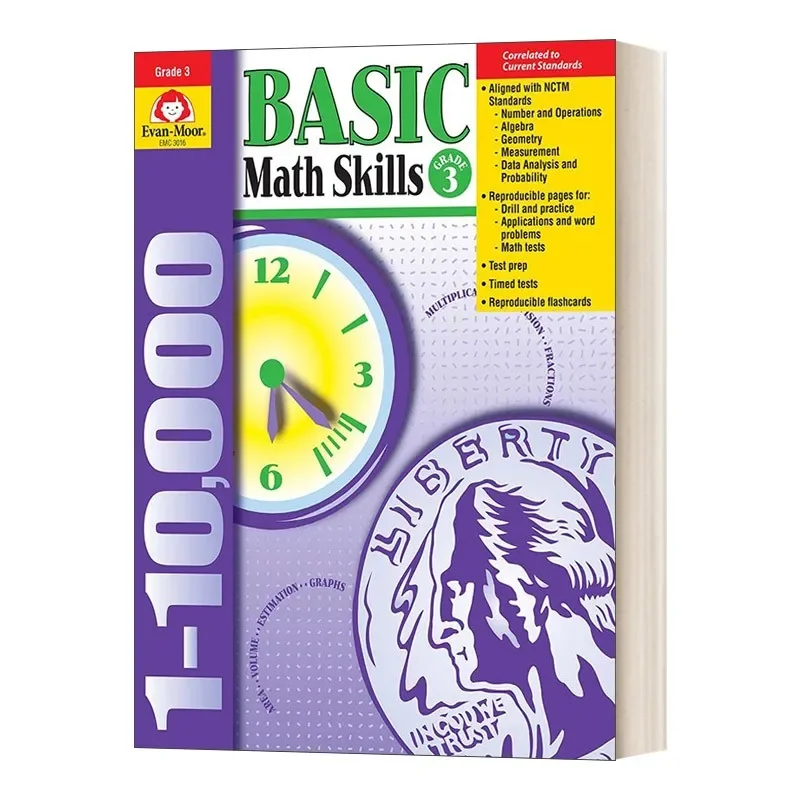 

Evan-Moor Basic Math Skills, Grade 3 Workbook,aged 7 8 9 10, English book 9781557998989