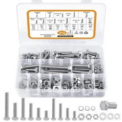 212PCS UNC Stainless Steel 304 External Hexagonal Screw Assortment Kit 1/4