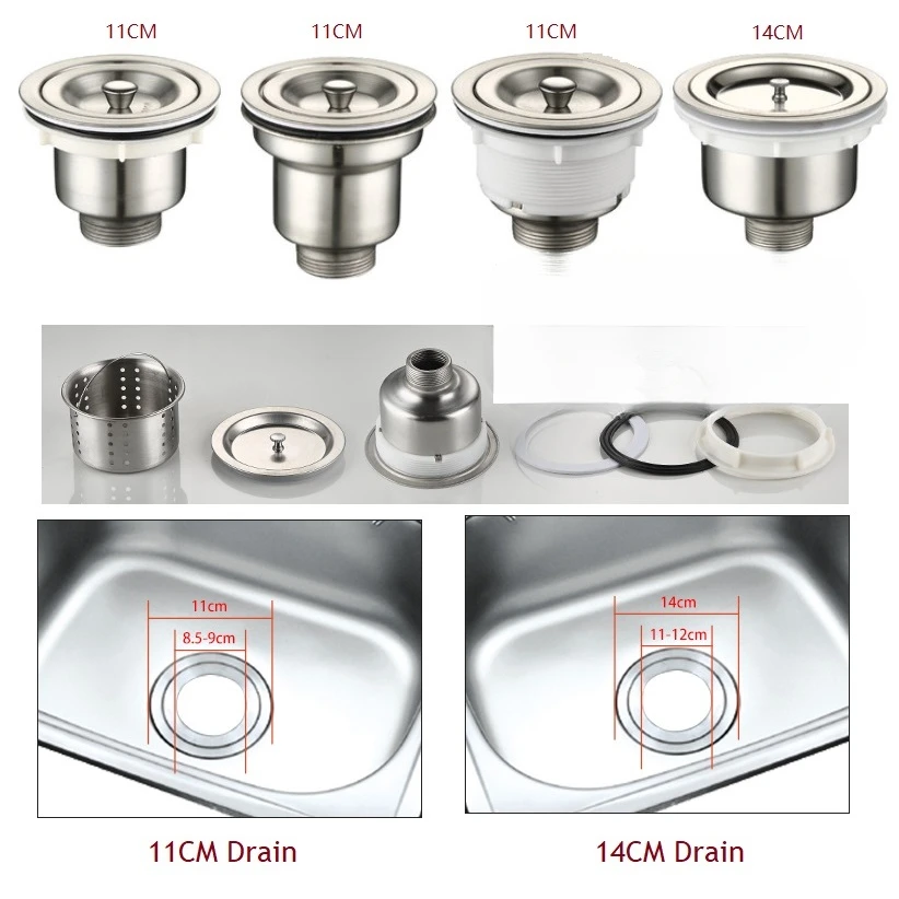 

Корзина-фильтр для кухонной мойки из нержавеющей стали 110 мм/140 мм, 2 шт.