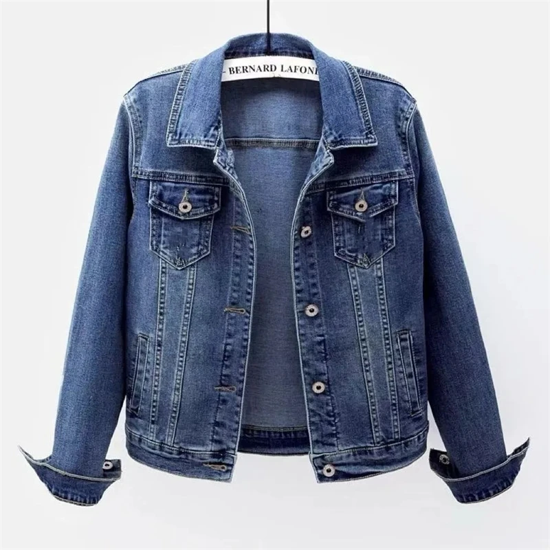 Ladies Denim Jacket 2025 Spring Autumn Fashion Long-Sleeve Women  Cowboy Outerwear Elegant Single-Breasted Female Jeans Coat