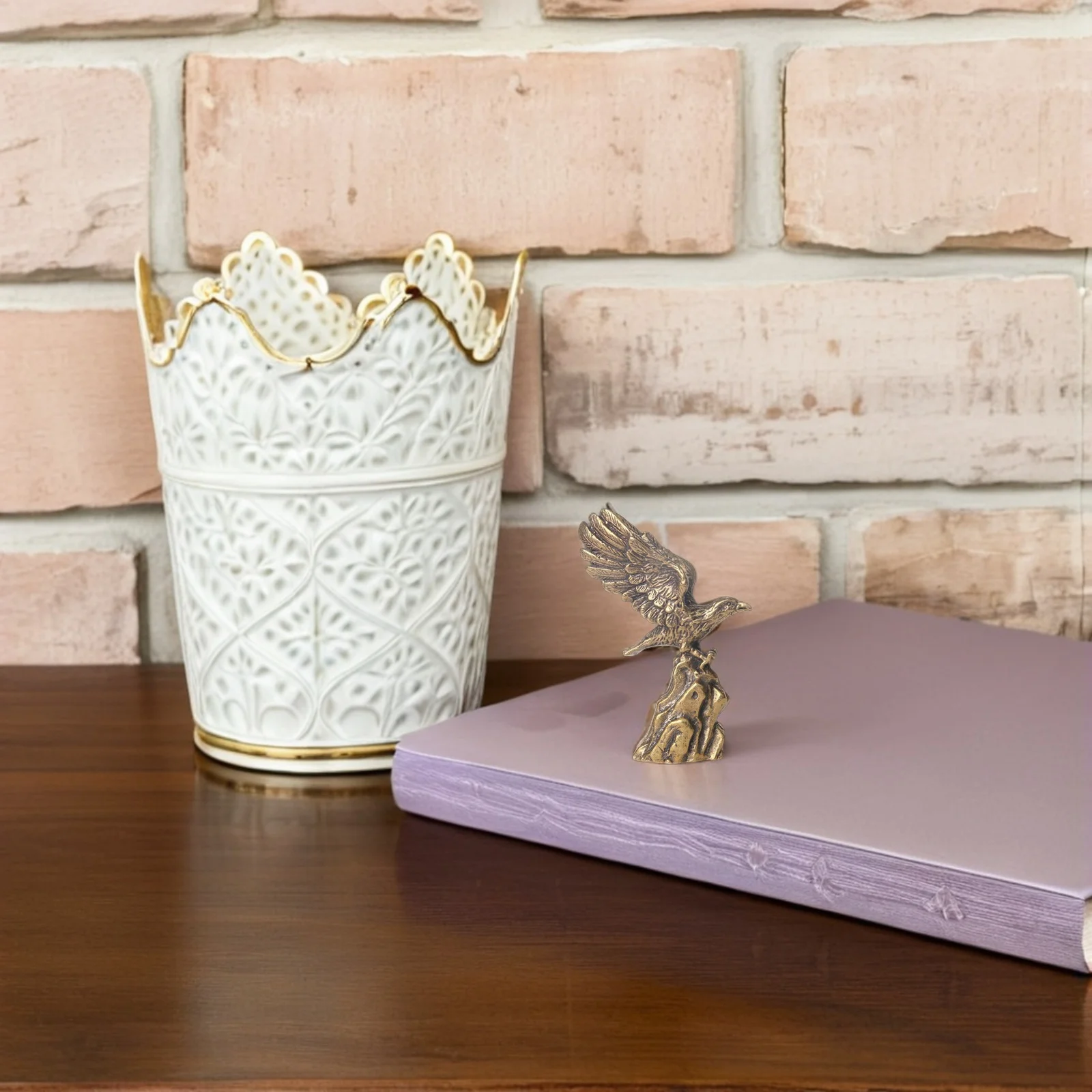 

Realistic Decor For Home Office Living Room Tabletop Art Sculpture Eagle Statue Brass Desktop Eagle Finish