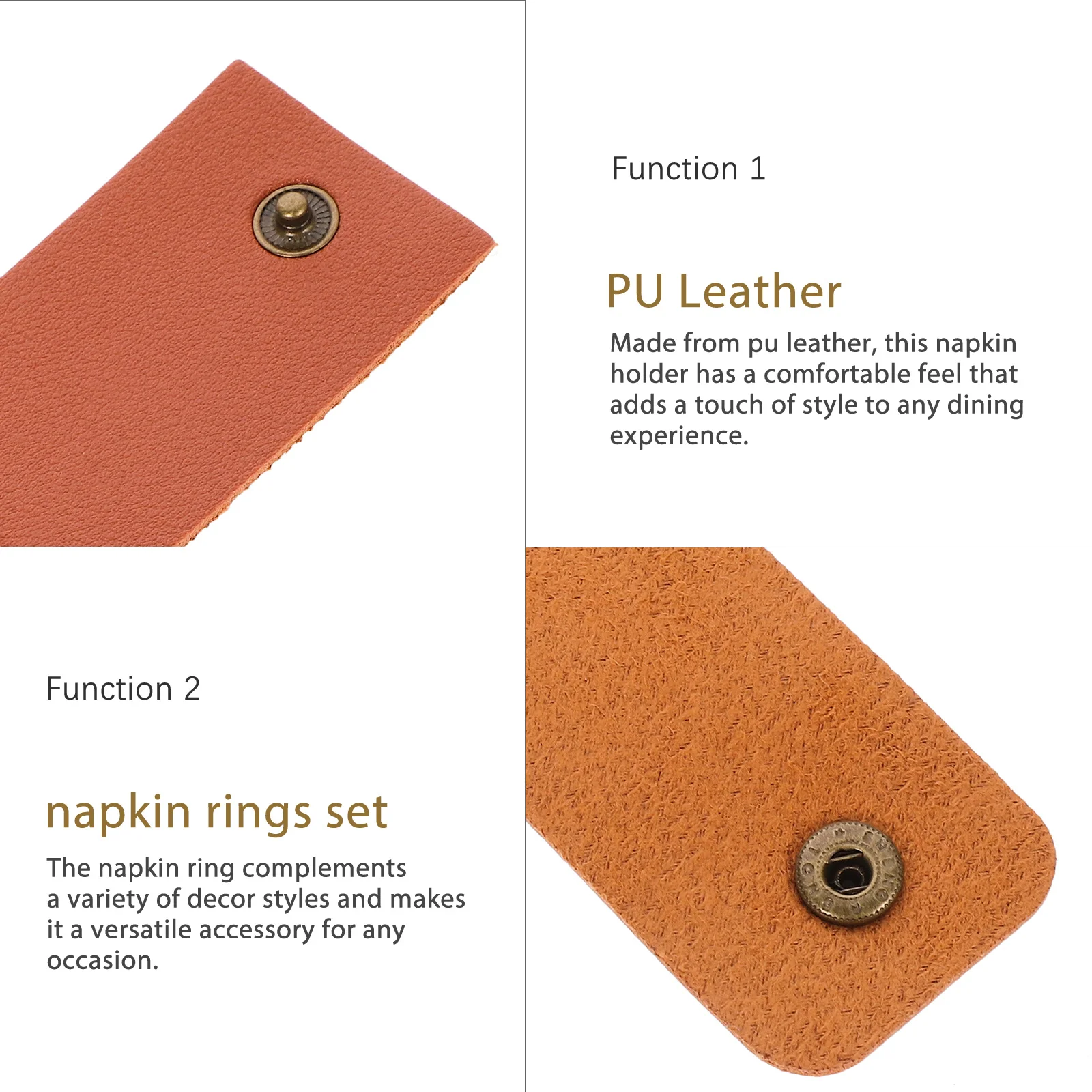 

6Pcs PU Napkin Rings Set Reusable Napkin Holders for Dinner Table Wedding Party Thanksgiving Fall Decor