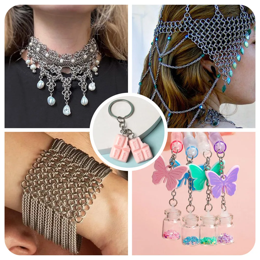 2000Pcs 304 Stainless Steel Jump Rings Open Jump Rings Stainless Steel Color for Making DIY Jewelry Necklace Bracetlet Earring