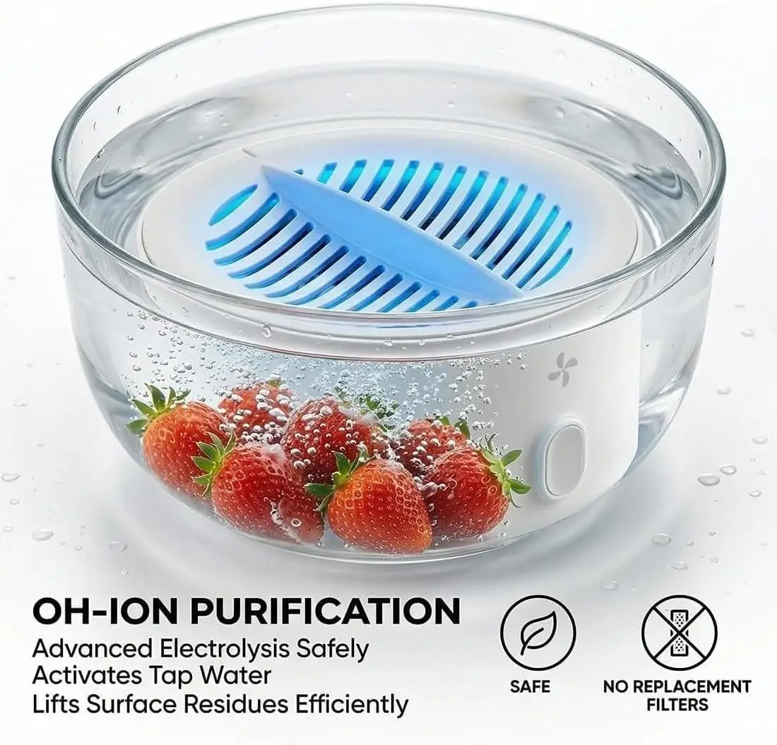 Original Produce Cleaner, Ultrasonic Vegetable Fruit Veggie Cleaning Device, Deep Cleaning Surface Residues, for Berries Meat