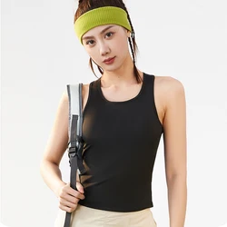 Women Sports Tank Top Gym Vest Sleeveless Fitness T-shirt Sports Bra Running Cropped Top Workout Underwear Sportswear Outfit