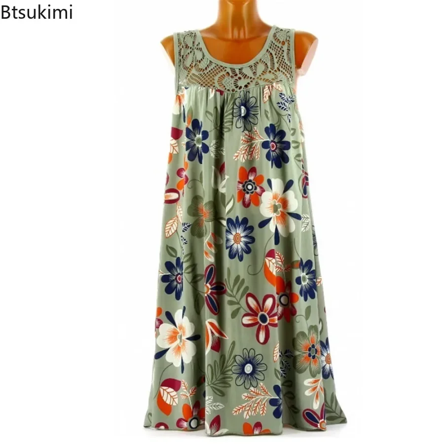 Robe décontractée en dentelle à imprimé floral pour femmes, tunique de plage, t-shirt, mini, fête, été, nouveau, 2025