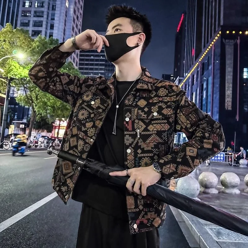 

Мужская джинсовая куртка премиум-класса, модная брендовая весенне-осенняя новинка, свободная посадка, украшенная пуговицами, верхняя одежда Long Sve