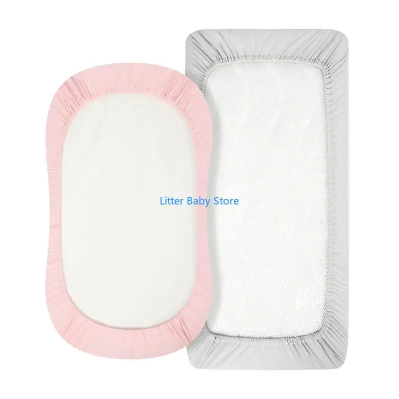 

N80C 2xBaby Fitted Crib Sheets Mattress Protector Cover Sheet Protectors Infant Toddlers Boys Girls Bedding Accessories Set