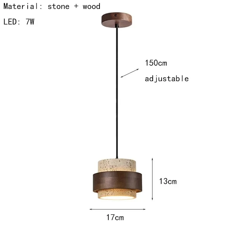 TAONUANSHU Kleine Nachttisch-Pendelleuchte, Travertin, Bar, Heimdekoration, kreative Stein-Sabi-Innenlampe, Licht für Wohnzimmer, Schlafzimmer 4