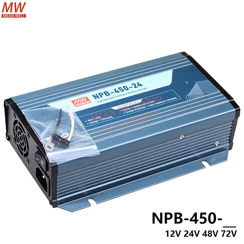 MEAN WELL 450W High Reliable Ultra Wide Output Range Intelligent Battery Charger NPB-450-12 NPB-450-24 NPB-450-48 NPB-450-72 NFC