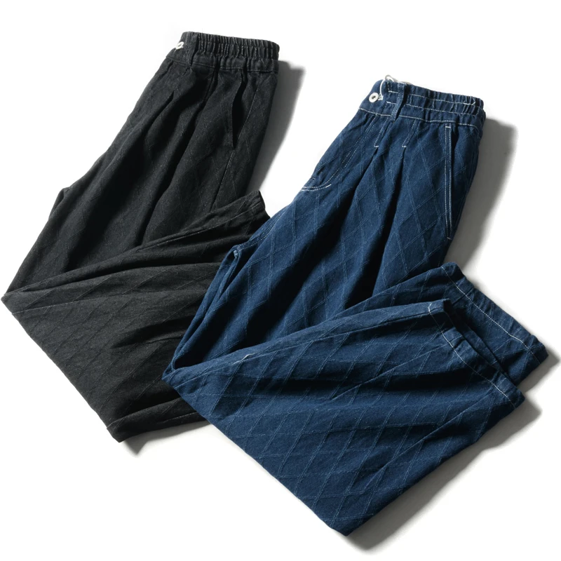 

Sli Men's Jeans Slim Fit Straight Leg Casual Faion Urban Sle Spring Season Elastic Waist Wide Leg Denim Pants