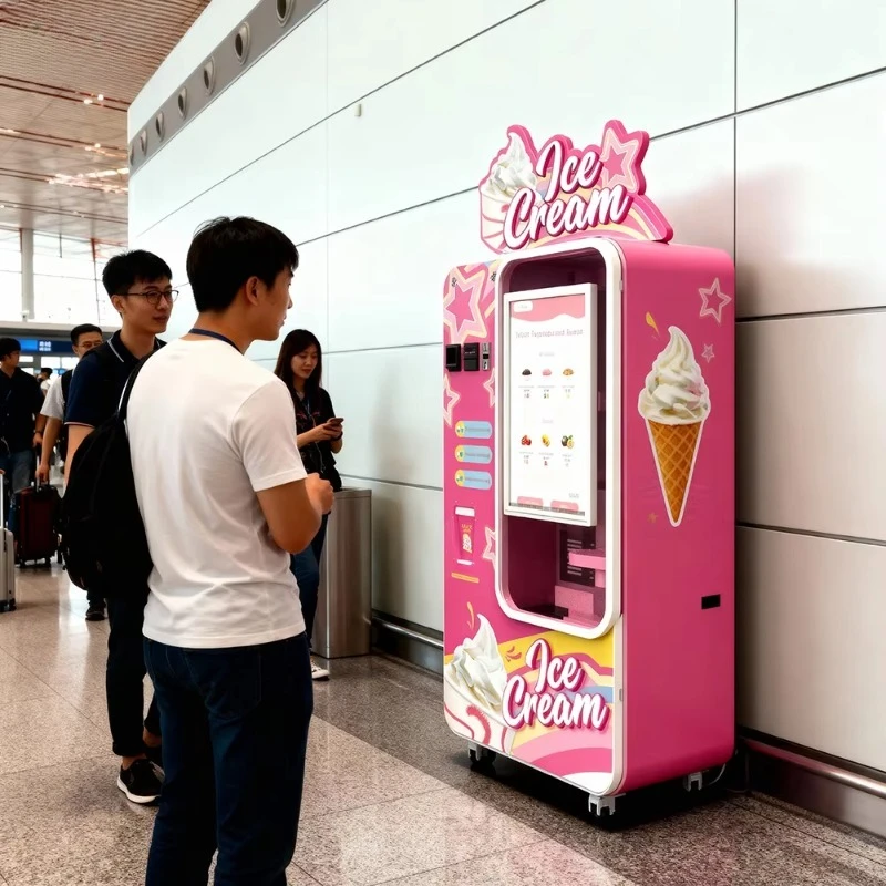 Máquina de Sorvete Soft DIY Personalizada e Econômica com 59 Sabores, Máquina de Venda de Sorvete Italiano, Compatível com Cartão de Crédito e Moeda
