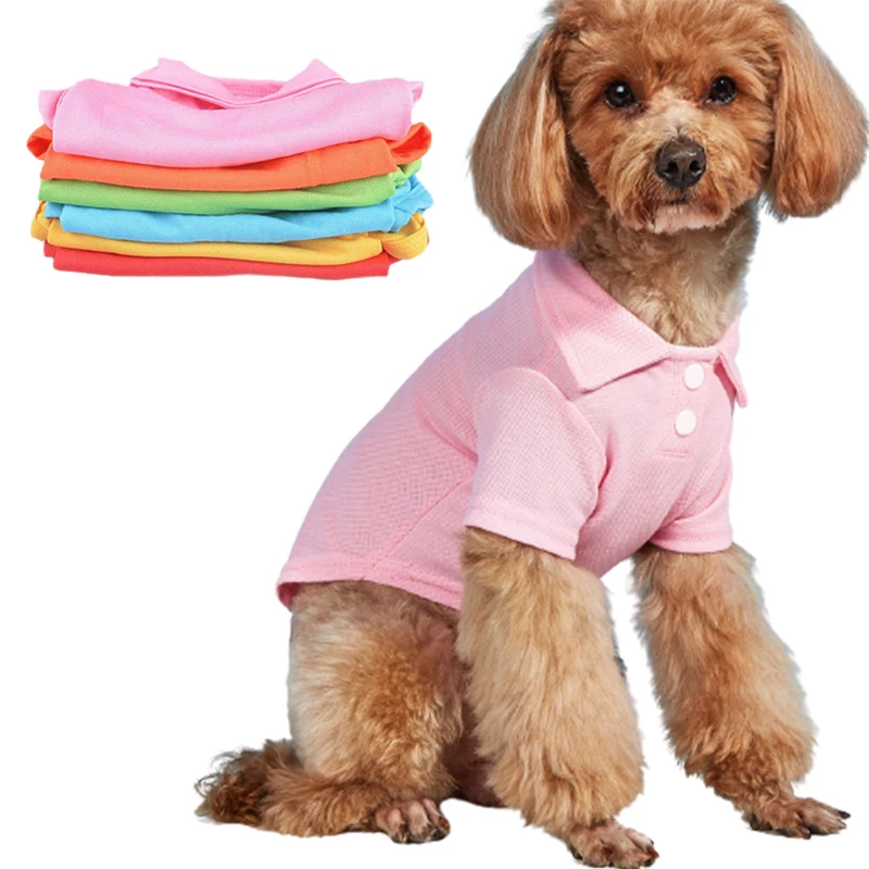 Spring Dog Shirts 6 Candy Colors Vest Pet Polo Collar Breathable Solid Shirts Chihuahua Yorkshire for Dog and Cat Casual Shirts