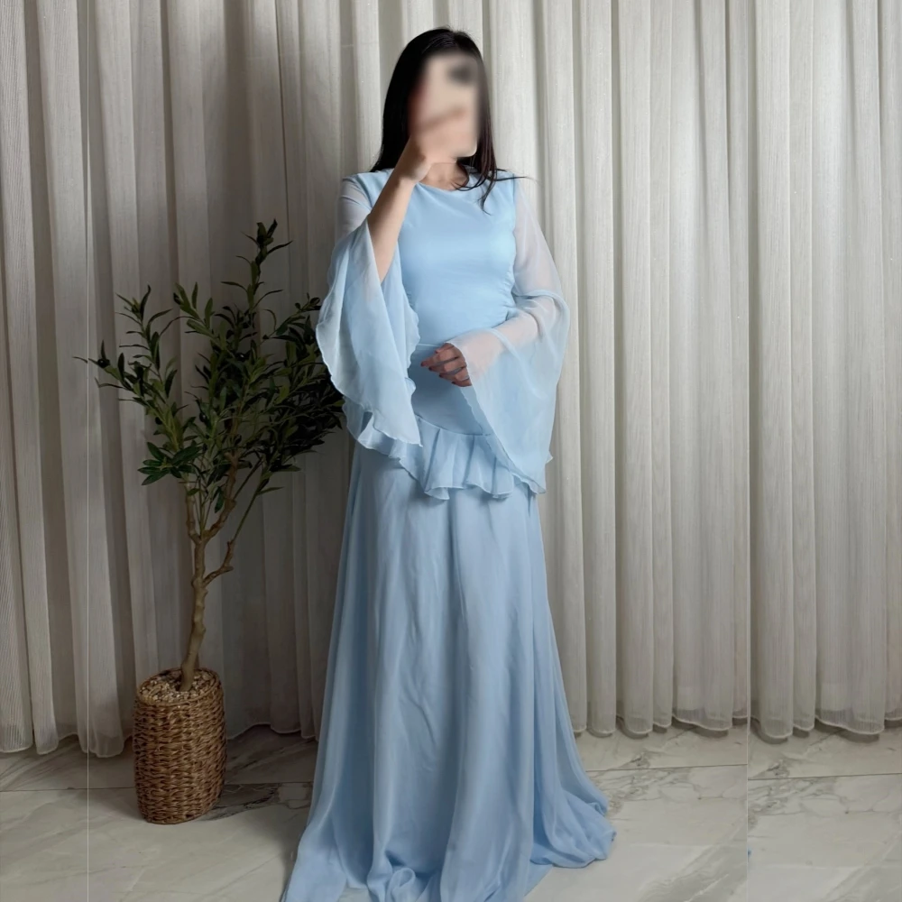 تخصيص الشيفون Ruched الدانتيل متابعة س الرقبة ألف خط فساتين طويلة مناسبة مخصصة أنيقة حزب ثوب مسائي بسيط #1