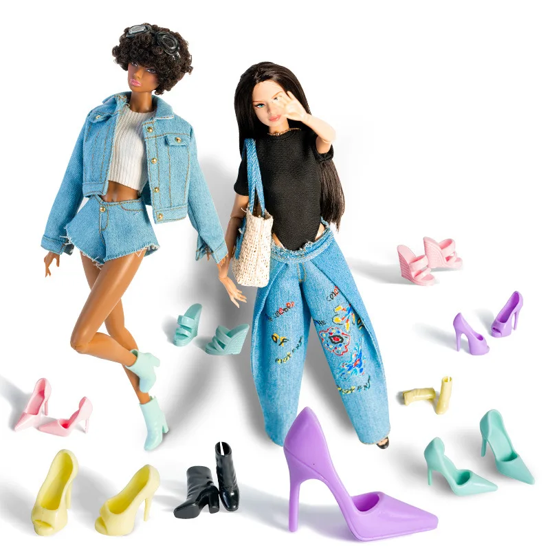 4 Pairs Fashion Design Supermodel Doll High Heel Multicolour Exquisite High Heel 30cm Doll Daily Dress Up Shoes Doll Accessories