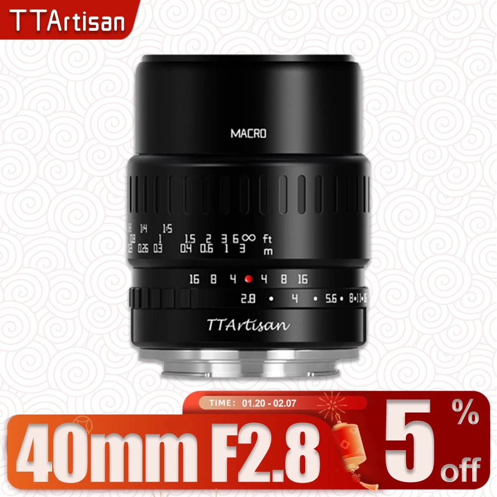 TTArtisan 40mm F2.8 APS-C Macro Camera Lens for Insects Jewelry Portrait Still-life Compatible with Fuji XT30 Sony A7RIII Z M43