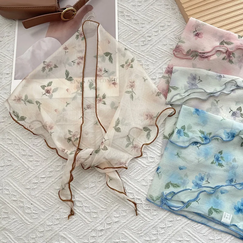 

New Floral Triangle Scarf Women's Summer Ins Versatile Atmosphere Bag Head Headband Neck Protection Neck
