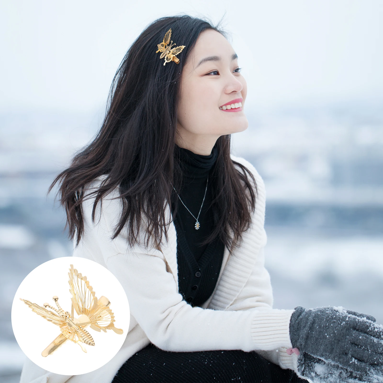 

8 Pcs Decorative Hair Clips Flashing Butterfly Girl Barrettes for Hairpin Natural