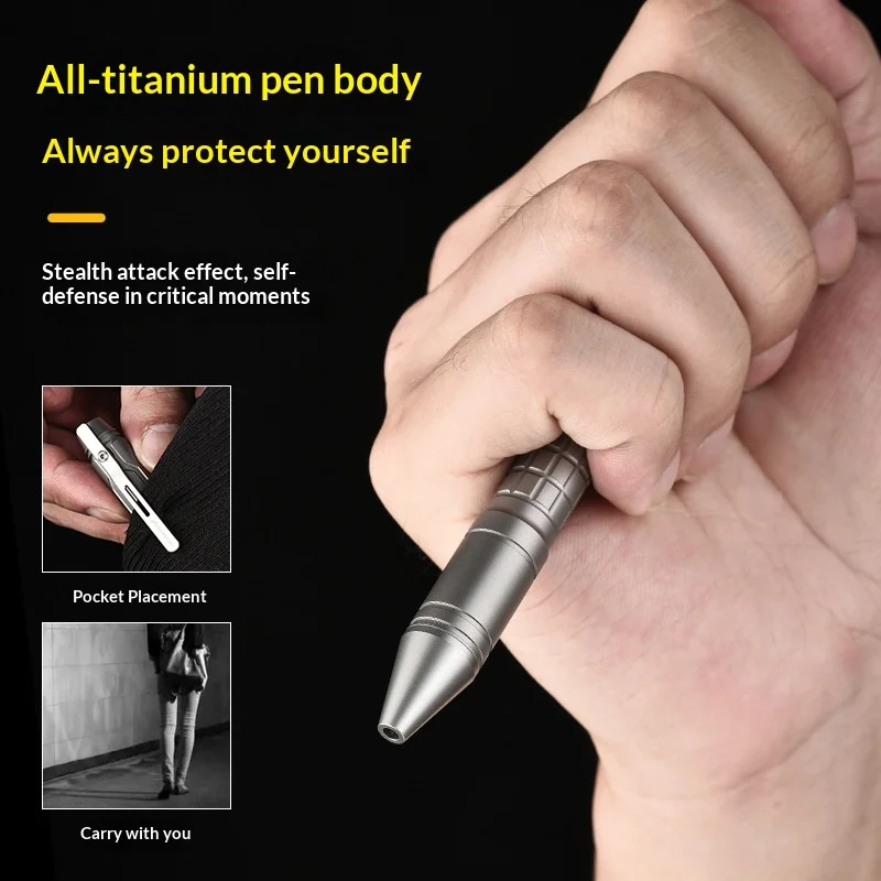 Portable Titanium Alloy EDC Tactical Pen Tool Tungsten Tip Emergency Window Glass Breaker Outdoor Camping Hiking Survival Gear - view 5