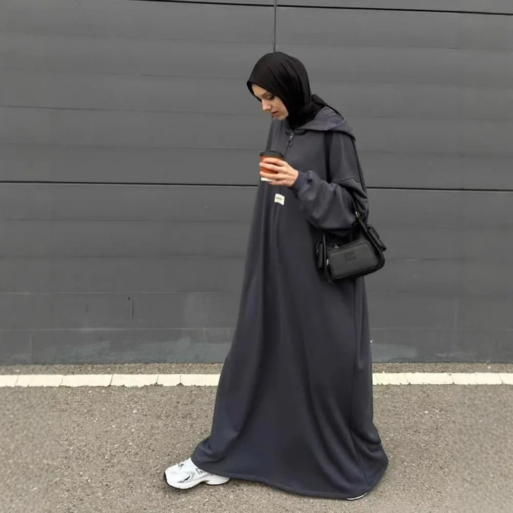 Muslim Solid Color Good Quality Islamic Jilbab Wholesale Women Abaya Muslim Dresses with Hijab and Hoodie Batwing Sleeve Abaya
