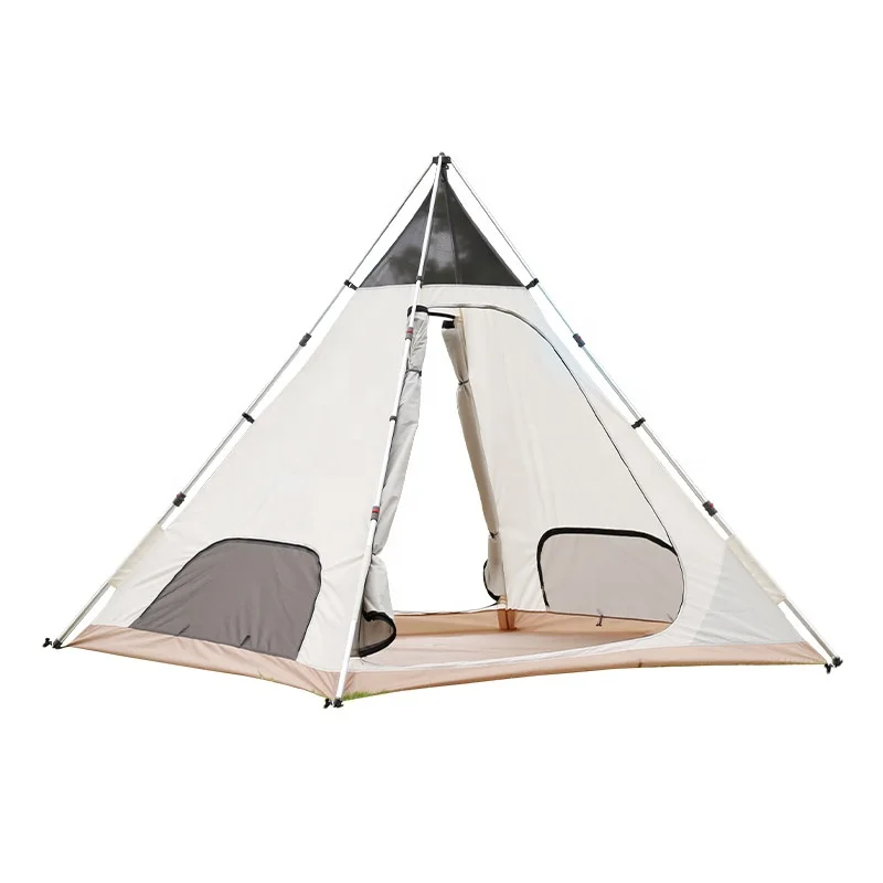 Outdoor Double Layer Octagonal Pyramid 3 Person Three-season Camping Tent Windproof Rainproof Stable Spacious Tent