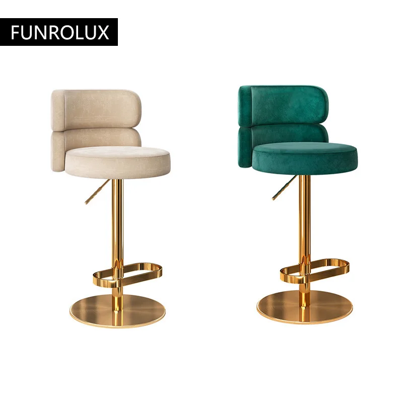 Counter Height Bar Stools with Back, Modern Adjustable Swivel Chair Liftable and Rotatable Light Luxury Bar Stool