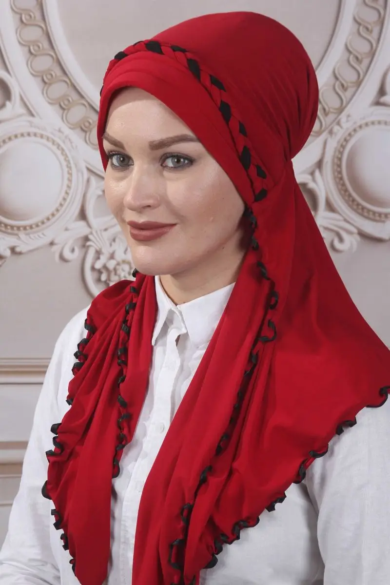 Frilly ready shawl red