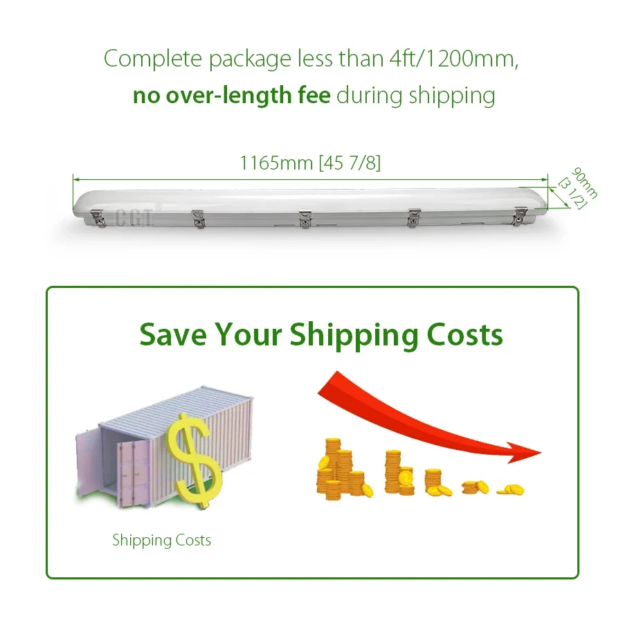 2026 8FT 80W 100W Workshop Triproof Lighting Ip66 Motion Sensor Emergency Optional LED Vapor Tight Light