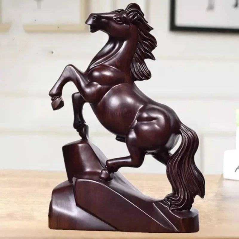 

Ebony Wood Carved Horse Ornament Success Brings Success Solid Wood Red Wood Craft Home Living Room TV Cabinet Business Gift