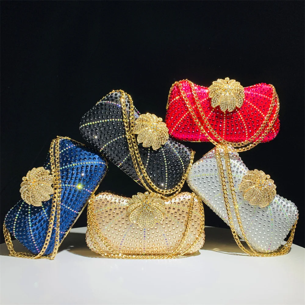 Shiny Rhinestone Evening Dress Wallet Crystal Diamond Women's Handbag Fashion Banquet Wedding Chain Shoulder Money Bag view 2