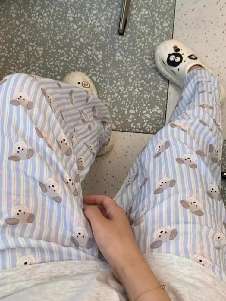 Cartoon Baumwolle Spwear Casual Hause Hosen männer Lange Hosen Große Größe Outdoor Walking Hosen Paar der Bequeme Gestreiften Hause...