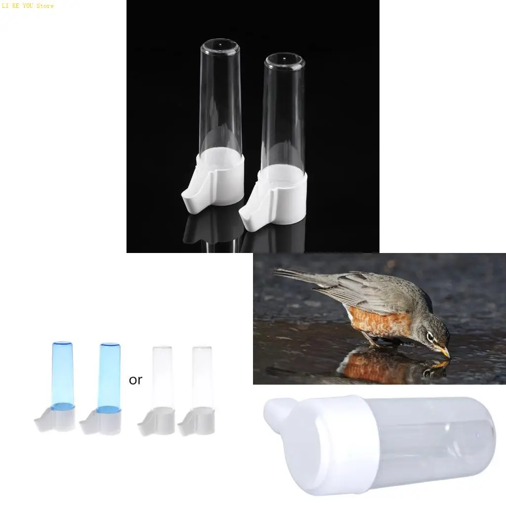 W3JE 2 Pack Parrot Feeder Parakeet Water Dispenser No Mess Cockatiel Cage Accessories Automatic Bird Feeding Supplies