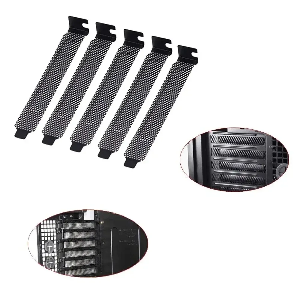 PCI Expansion Slot Dust Filter Cover Steel Ventilation Blanking Plate with Mounting Screws for Desktop PC Cooling Airflow