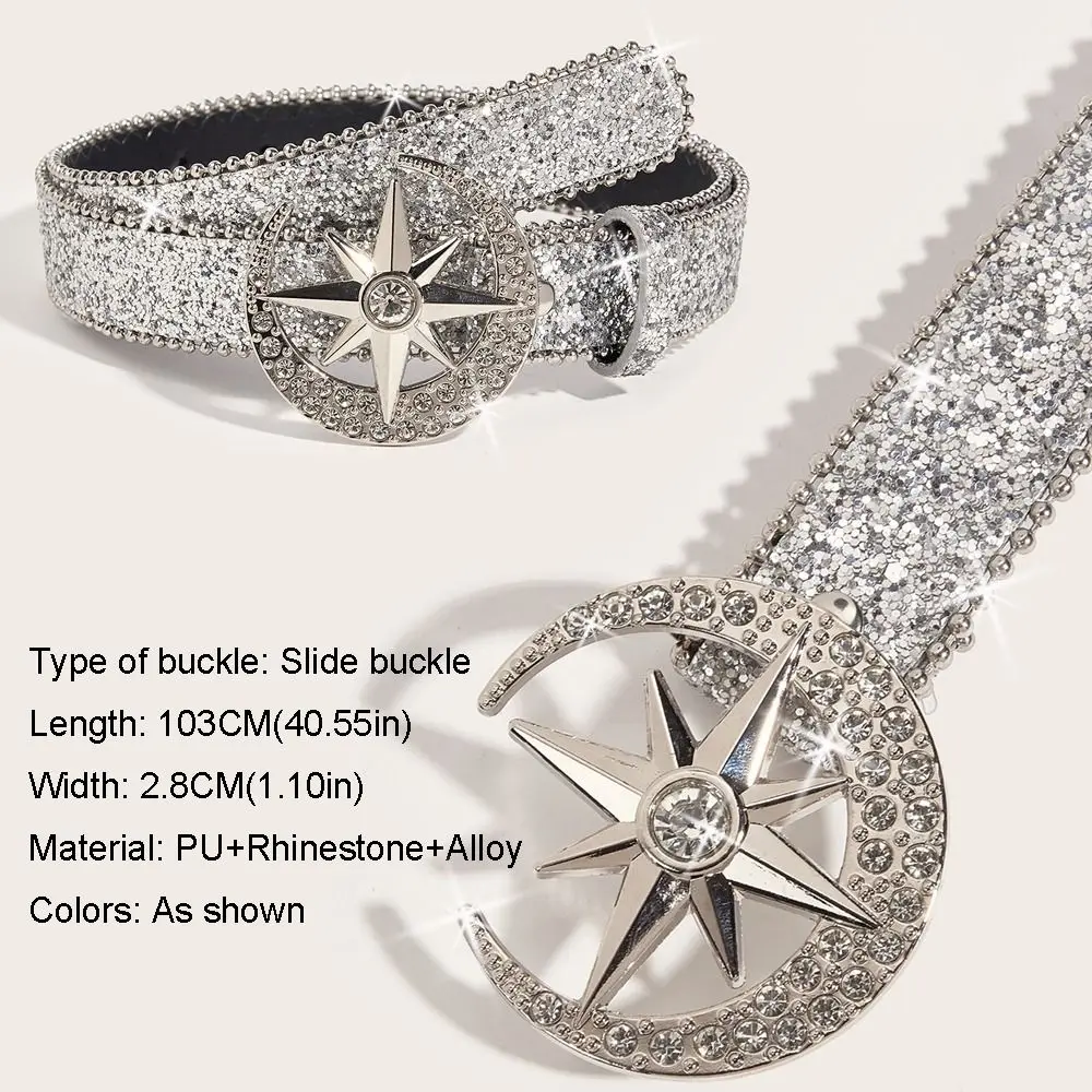 Glitter Versatile Bling Rhinestone Belt Luxury Design Y2K Trendy Waistband Waist Strap