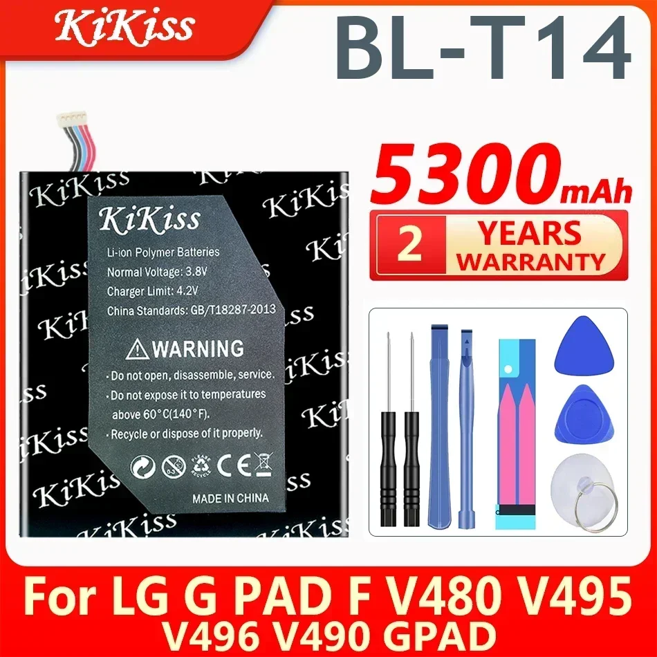 KiKiss 5300mAh Replacement Battery BL-T14 for LG G PAD F V480 V495 V496 V490 GPAD Tablets Batteries