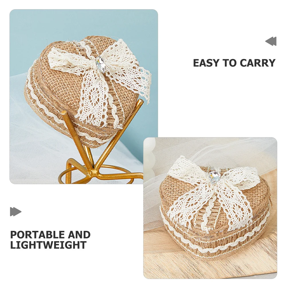 

Heart Shaped Wedding Ring Box Exquisite Small Jewelry Holder Portable Jewelry Organizer Travel Storage Case with Mirror Desktop