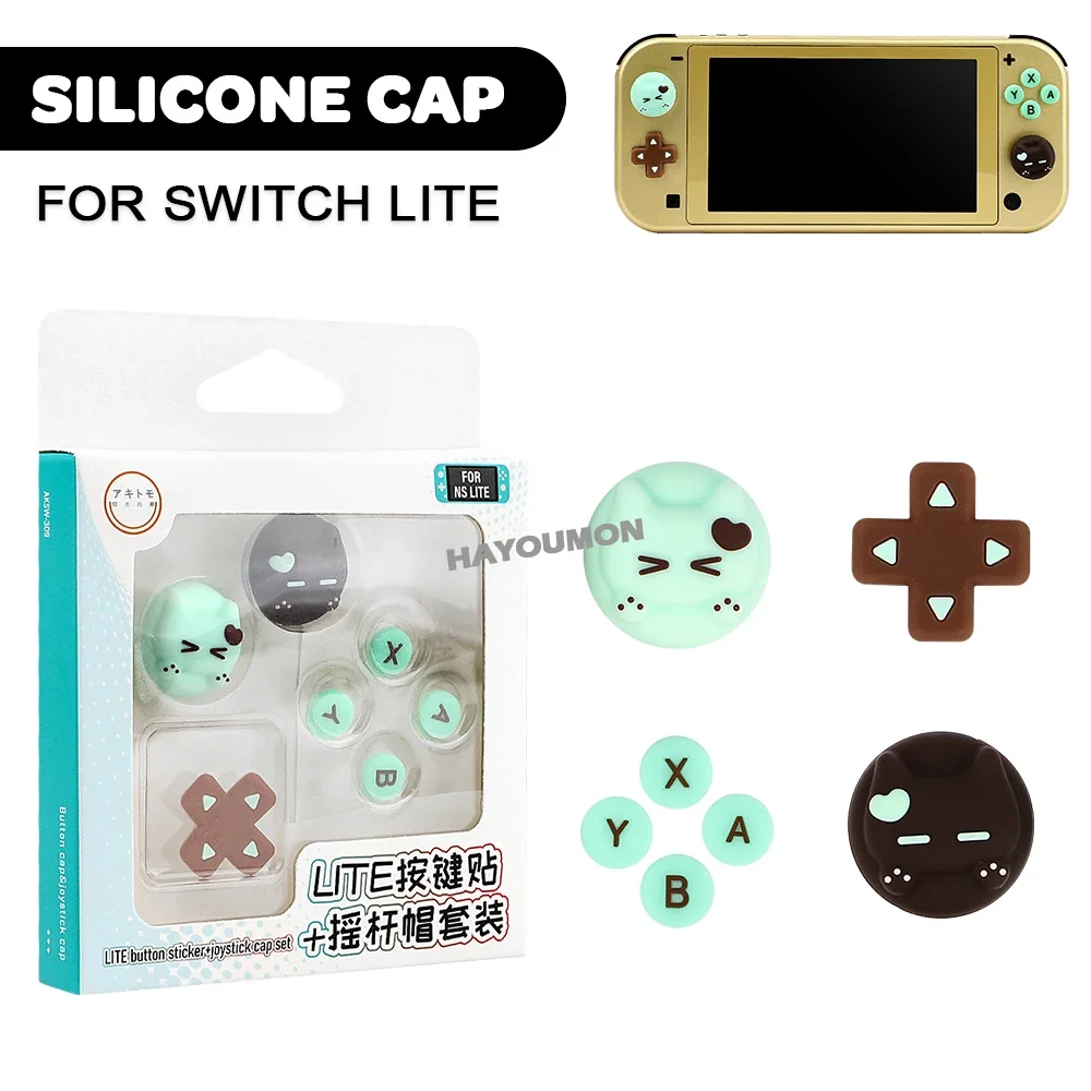 Schattige katten voor Switch thumb grip caps, joystick caps & ABXY knop sticker set voor Switch 2 / Switch Lite handle gaming accessoires