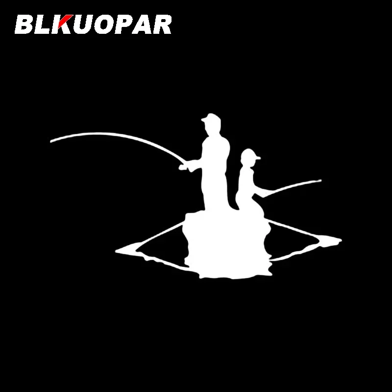 BLKUOPAR For Parent Child Double Fishing Car Stickers Personality Decoration Decal Vinyl Car Wrap Waterproof Creative Graphics