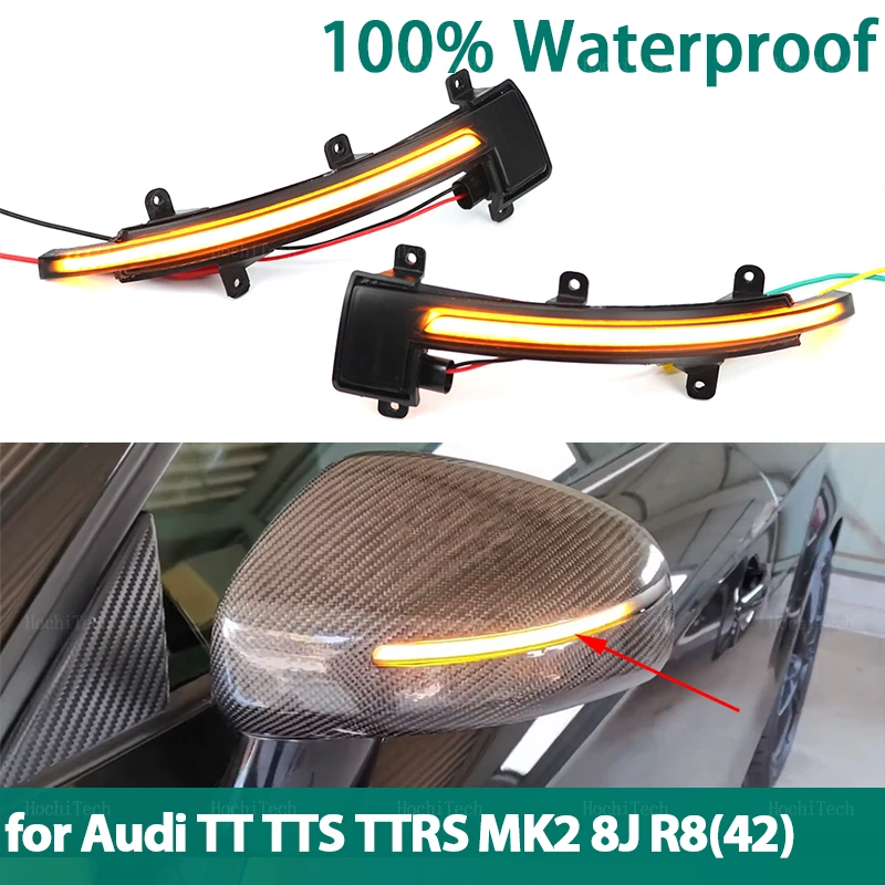 LED Dynamic Side Mirror Turn Signal Light Indicator Blinker Sequential Lamps for Audi TT TTS TTRS MK2 8J 2006-2014 R8 42 2007-15