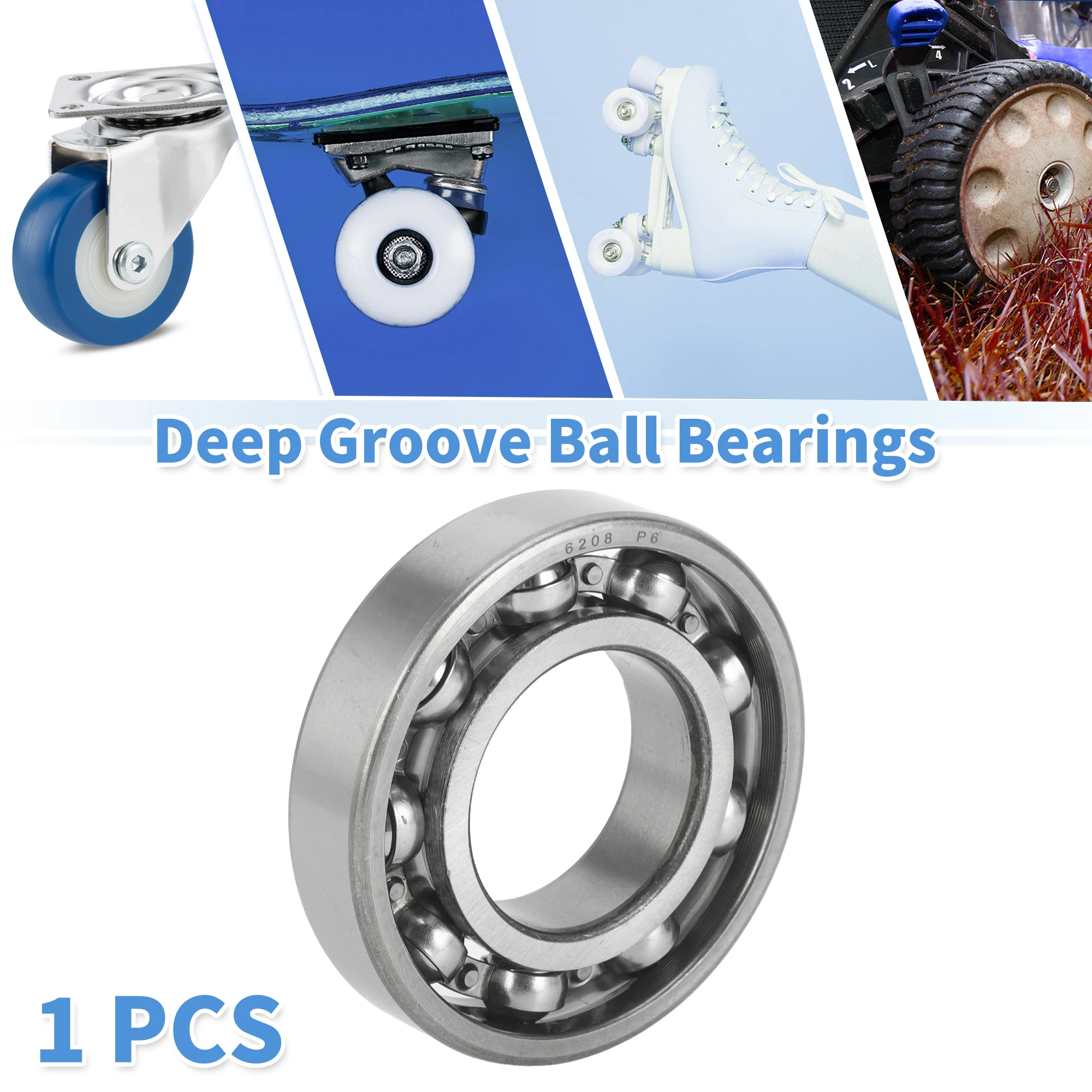 Motoforti 6208 Deep Groove Ball Bearings P6 40x80x18mm Lubricated Bearings Open Type Silver Tone Scooter Skateboard Wheel