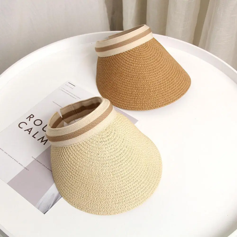 

Summer New Women's Sunscreen Hat Straw Hollow Top Sun Hat Anti Uv Female Outdoor Visor Cap Casual Shade Hat beach sun hat