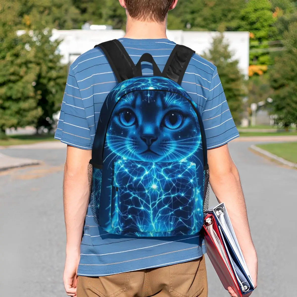 

Glowing Cat Kitten Design Backpack Student BookBag Kids School Bag Laptop Shoulder Bags for Men Women